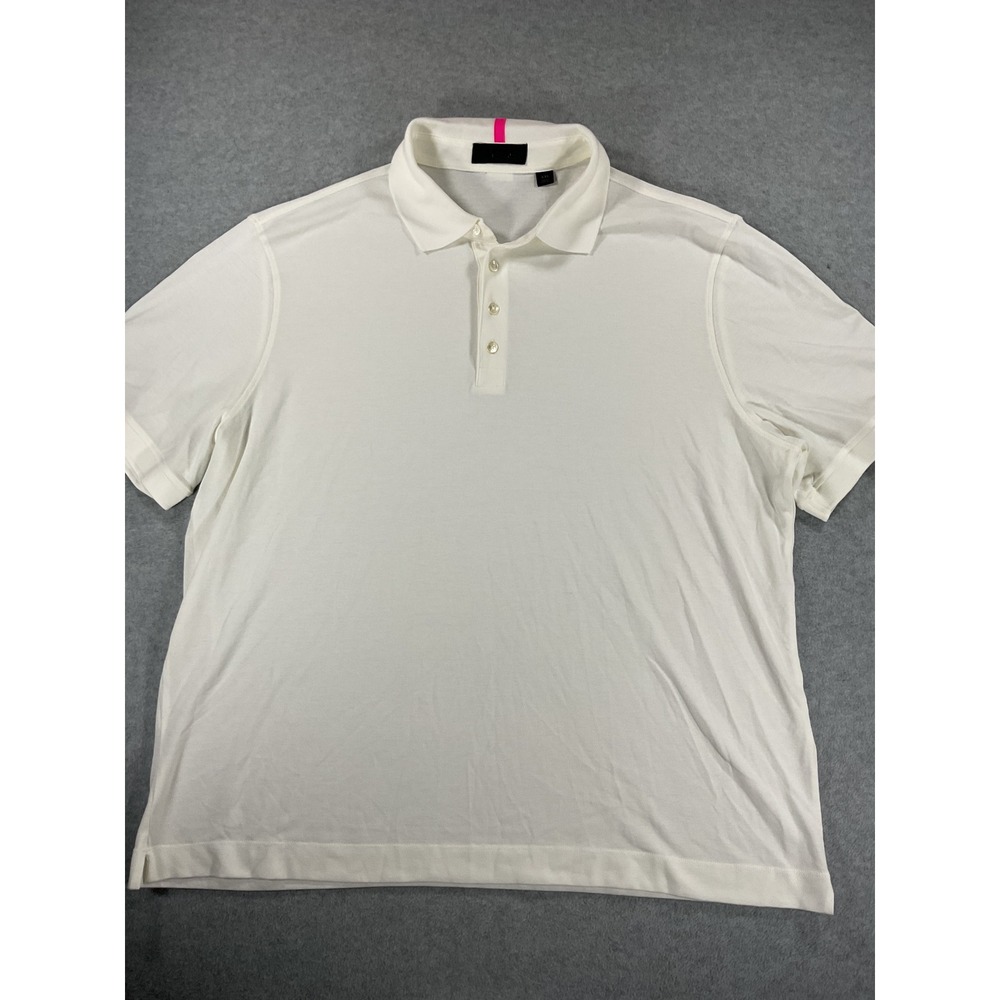 G/FORE Mens White Short Sleeve Golf Polo Shirt XXL Pink Stripe Detail 2512